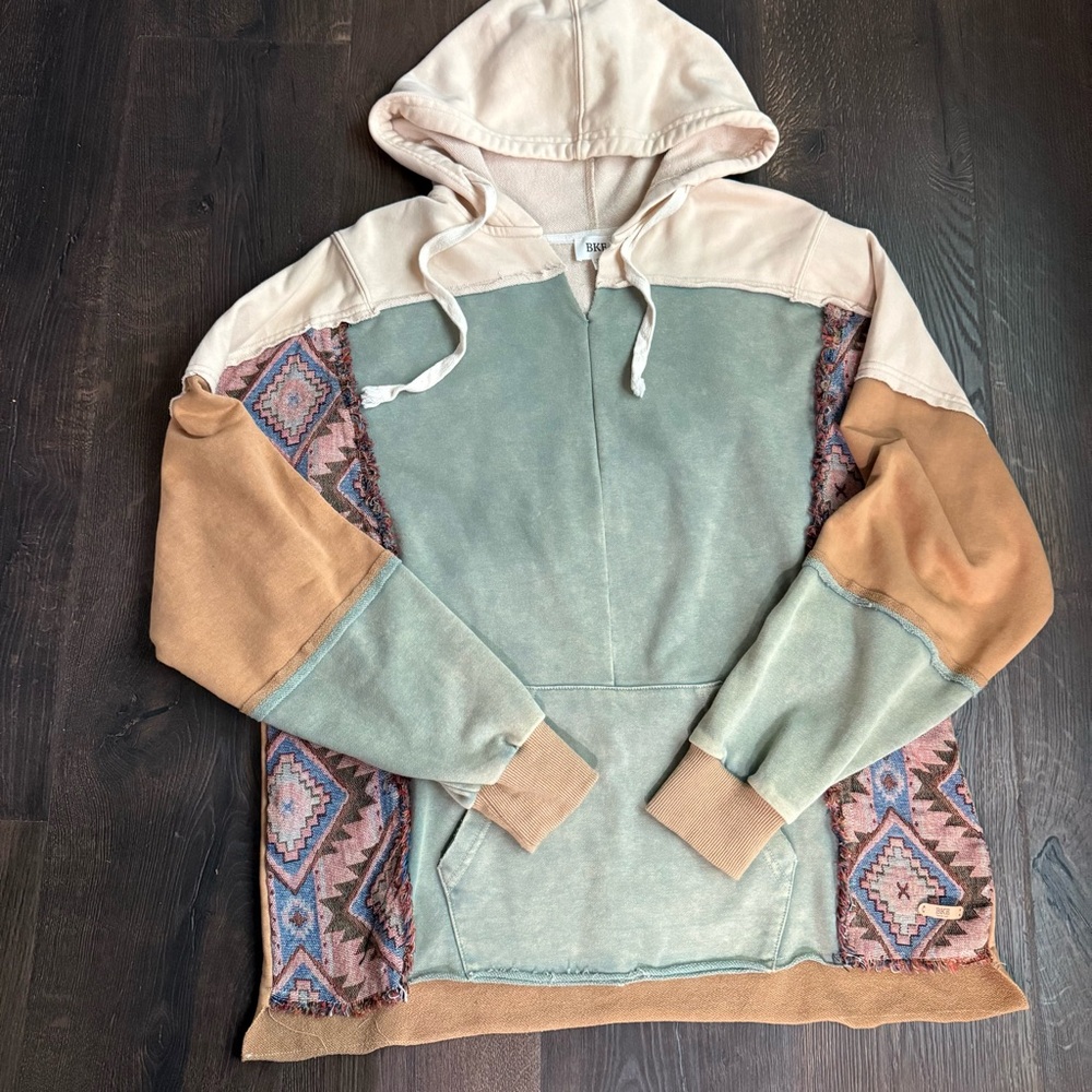 BKE pieced knit hooded sweatshirt